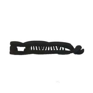 Black matte banana hair clip detail, minimalist design with teeth for chic retro ponytail styles.