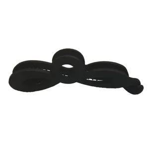Detailed view of the black matte hair claw clip showing unique loop design and internal teeth.