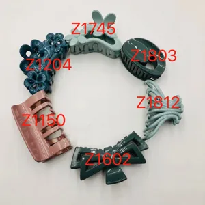 ABS plastic hair claw clips detail showing various colors and cute shapes for women hairstyles.