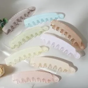 Pastel banana hair clips set minimalist plastic hair claws cute ponytail holders for women