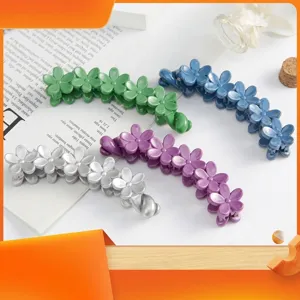 Glossy flower hair claw clips set, multi-color minimalist hair styling accessories for daily wear.