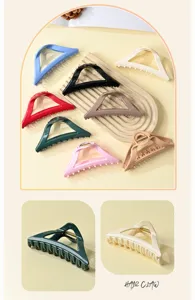 Colorful triangle hair claws set, soft plastic anti-fall hair clips for women daily styling.