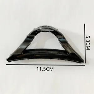 French minimalist black hair claw clip, elegant large geometric hair accessory for women.