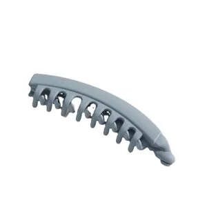Grey banana hair clip for women, stylish serrated vertical hair claw for daily elegant styling.