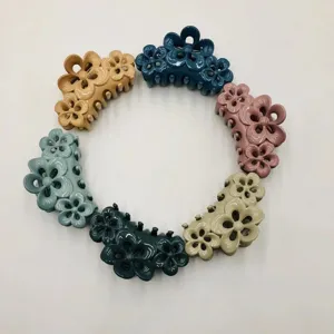 Glossy ABS Plastic Hair Claw Clip Solid Color Flower Geometric Hair Accessories For Women Daily Hair Styling