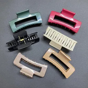 Glossy minimalist hair claw clips set, various solid colors for daily styling and elegant hairstyles.