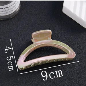 Iridescent plastic hair claw clip half-circle fashion hair accessory size 9cm long