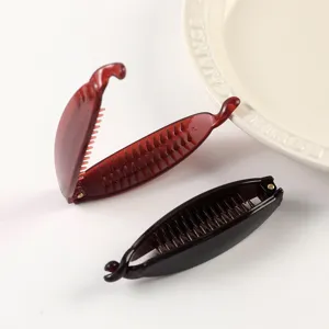 Minimalist jelly color banana hair clip set, retro chic hair styling accessory for women daily wear.