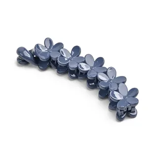 Dark blue flower banana hair clip vertical claw cute ponytail holder for women daily hair styling