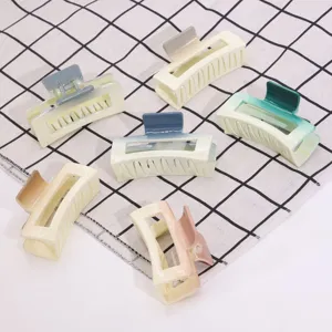 Stylish gradient plastic hair claw clips set, simple minimalist design for thick hair daily.