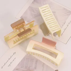 Korean style gradient plastic hair claw clips set, elegant shark clips for thick hair daily wear.