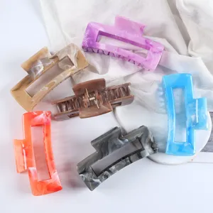 Korean style colorful rectangular hair claw clip plastic retro shark hair clips for women
