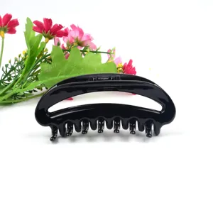 Minimalist Glossy Black Plastic Hair Claw Clip Large Shark Clip Hair Accessories For Women Daily Styling