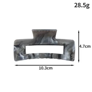 Korean style retro marbled square plastic hair claw clip, 10.3x4.7cm daily hair accessory.