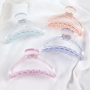 Transparent multi-color semicircular hair claw clip for elegant hair buns and daily styling fashion.