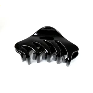 Classic black glossy hair claw clip for women, elegant and simple daily hair styling accessory.