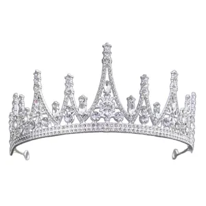 Silver rhinestone bridal crown tiara for wedding, birthday, party, and hair accessories.