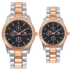 Business Casual Paar Quarzuhr Legierung Stahlband Multi Zifferblatt Runde Analoge Armbanduhr Für Männer Frauen Geschenk Schmuck