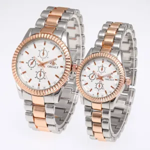 Paar Quarz Uhr Set edelstahl roségold metall armband business freizeit geschenk mode