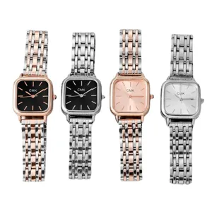 Reloj de cuarzo cuadrado para mujer con correa de metal, diseño de moda minimalista.