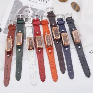 Vintage Rechteck Lederarmband Quarz Uhr für Damen und Herren Mode lässige Armbanduhr