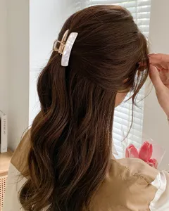 Elegante molletta per capelli in acrilico marmo bianco fermaglio metallo donna accessori acconciatura