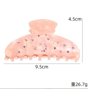 Molla per capelli in acetato rosa con strass scintillanti, accessorio elegante donne 9.5cm
