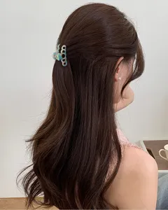 Molletta per capelli in acetato da donna, piccolo design geometrico cavo, accessori eleganti.