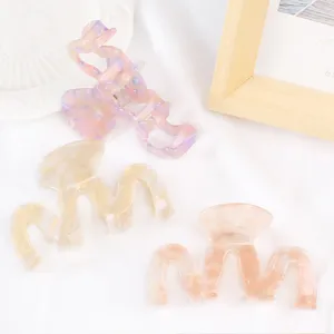 Set de pinces à cheveux en acrylique marbré transparent, accessoires géométriques moyens.
