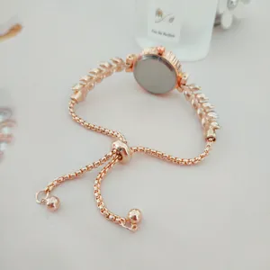 Damen Roségold Blatt Kette Uhr verstellbares Armband elegante Freizeit Quarzuhr stilvoll