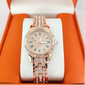 Luxe Sterrenhemel Strass Quartz Horloge Voor Vrouwen Romeinse Cijfers Ingelegde Diamant Legering Stalen Band Elegante Polshorloge Sieraden