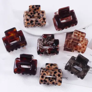 Mini Pinza per Capelli in Acetato Per Donne Ragazze Piccola Pinza Quadrata Stampa Leopardata Tartarugata Accessori per Capelli