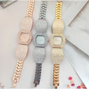 Luxe dames strass horloge ton vorm armbandhorloge kristal roestvrij staal fashion