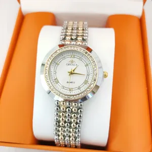 Luxurious Women's Rhinestone Quartz Watch Elegant Roman Numerals Dial Fashion Multi-Row Beaded Chain Strap Watch Gold Silver Rhinestone Wristwatch For Ladies Gift