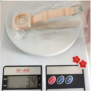 Square rhinestone women quartz watch with pink leather strap simple fashion casual wristwatch