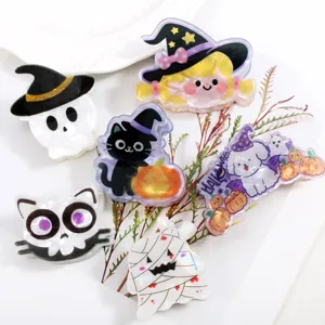 Set mollette per capelli Halloween in acrilico, fermagli cartoon carini per donne e ragazze.