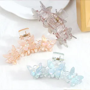 Chic molletta per capelli a farfalla in PVC, 8cm elegante clip per look vintage quotidiano.
