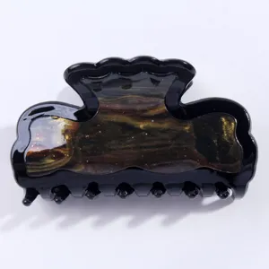 8.cm Elegante Schwarze Goldene Acryl Haarklammer Damen Haarspange Haarstyling Zubehör