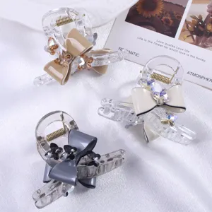Pince à Cheveux en PVC Transparent Simple Avec Nœud Papillon et Papillon en Strass Style Fée Taille Moyenne Accessoires Cheveux Femme