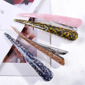 Acryl haarklemmen set, lange krokodil haarnadeln met glinsterende patronen voor vrouwen.