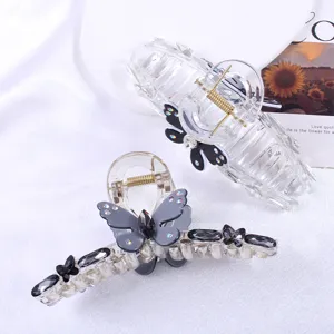 Transparente Kristall Schmetterling Haarklammer große Strass Haarspange für Damen Mädchen