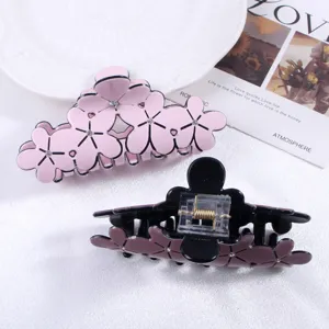 Molla per capelli a fiore in acrilico con strass brillanti, elegante accessorio per donna.