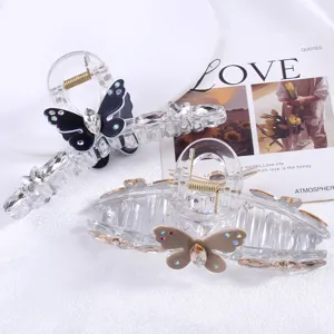 Transparenter Strass Schmetterling Haarklammer, große Acryl Haarnadel für Damen.