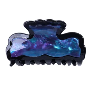 8cm Acryl Haarklammer für Damen, stilvolles blau lila schimmerndes Haarstyling Zubehör.