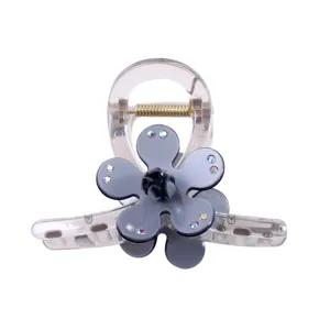 Pince à cheveux transparente moyenne en strass PVC accessoire pour femme coiffure élégante