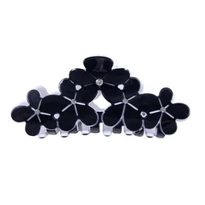 Molletta per capelli in acrilico con fiori in bianco e nero e strass accessori donna