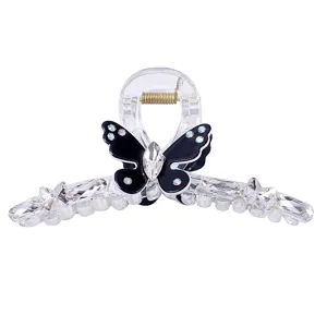 Transparenter großer Schmetterling Strass Haarklammer eleganter Haarschmuck Damen.