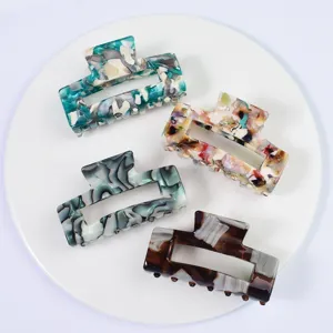 Pinza per Capelli in Acetato Vintage per Donna Minimalista Motivo Marmo Tartarugato Fermaglio Rettangolare Accessorio Capelli