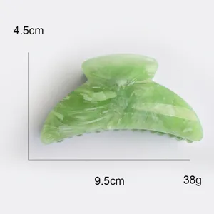 Molla per capelli in acrilico verde da donna, elegante accessorio medio formato 9.5cm