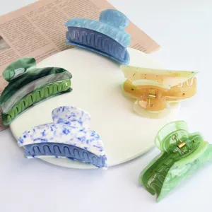 Molla per Capelli in Acrilico Taglia Media Motivo Marmo Nebbioso Tartarugato per Donna Accessori per Capelli